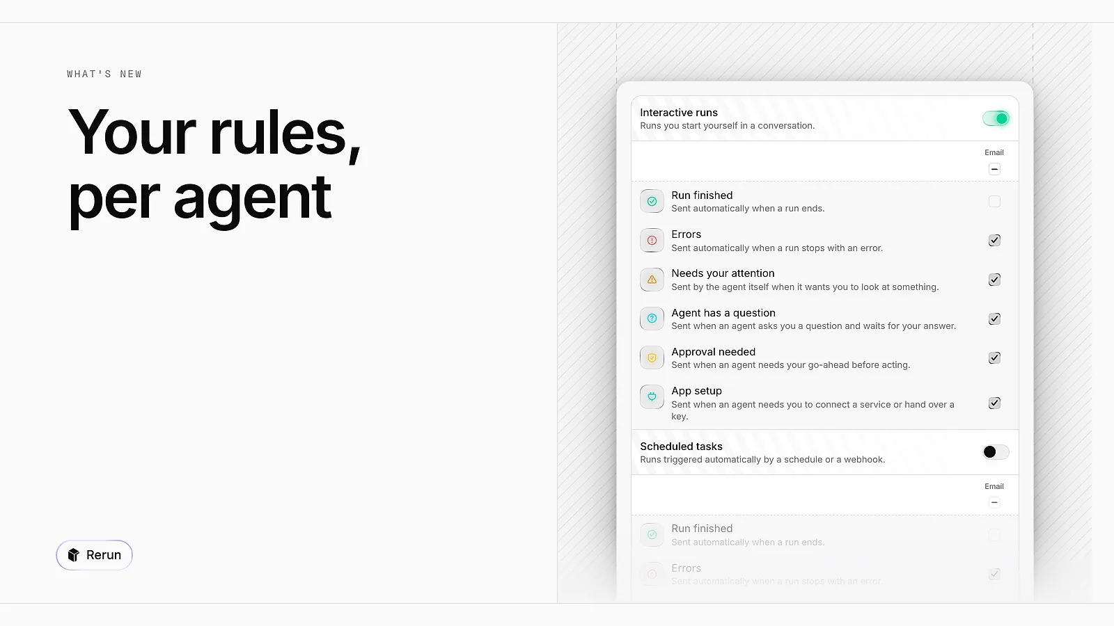 Notification settings, one switch per kind of event
