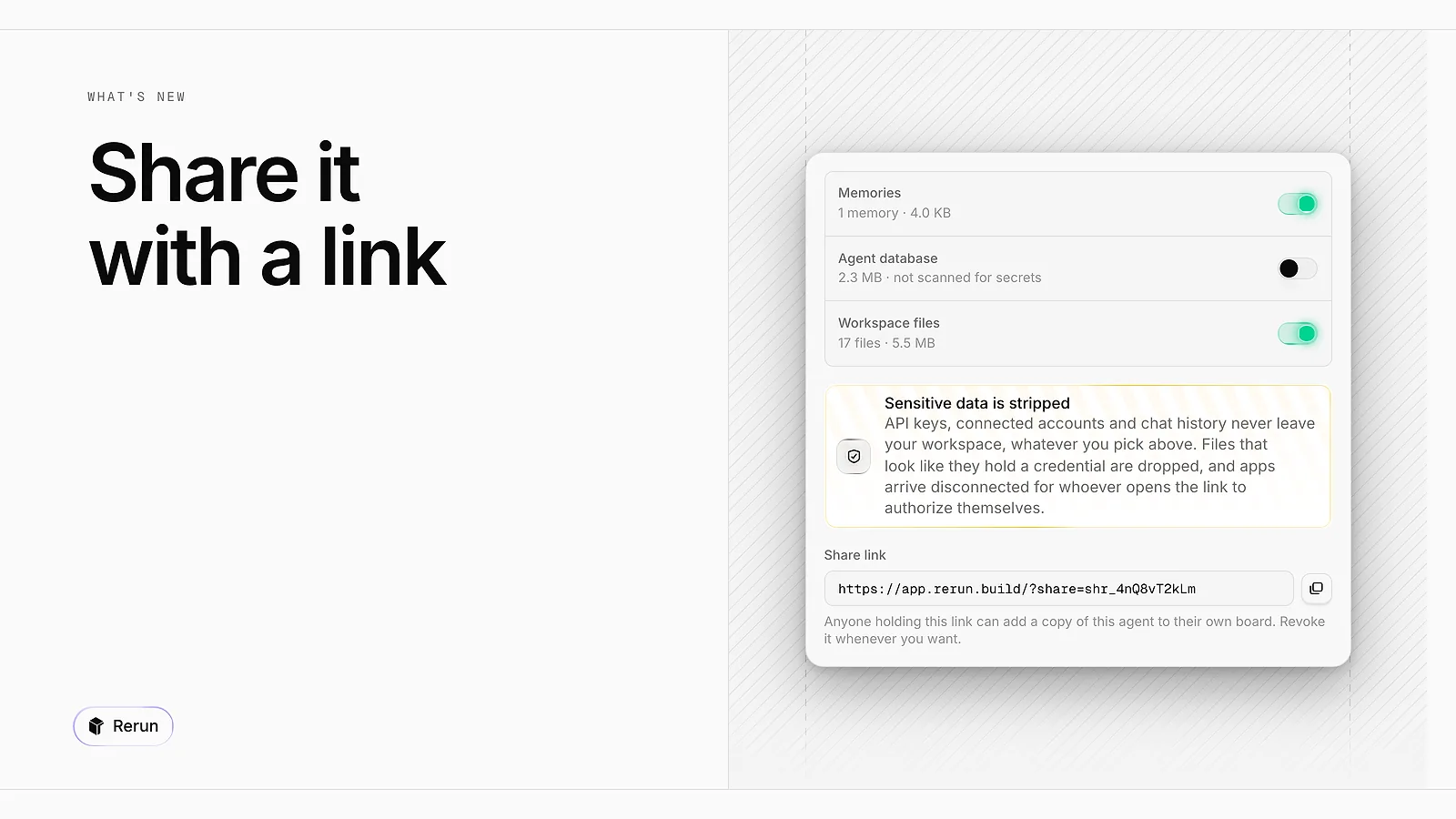 The share options of an agent and its share link