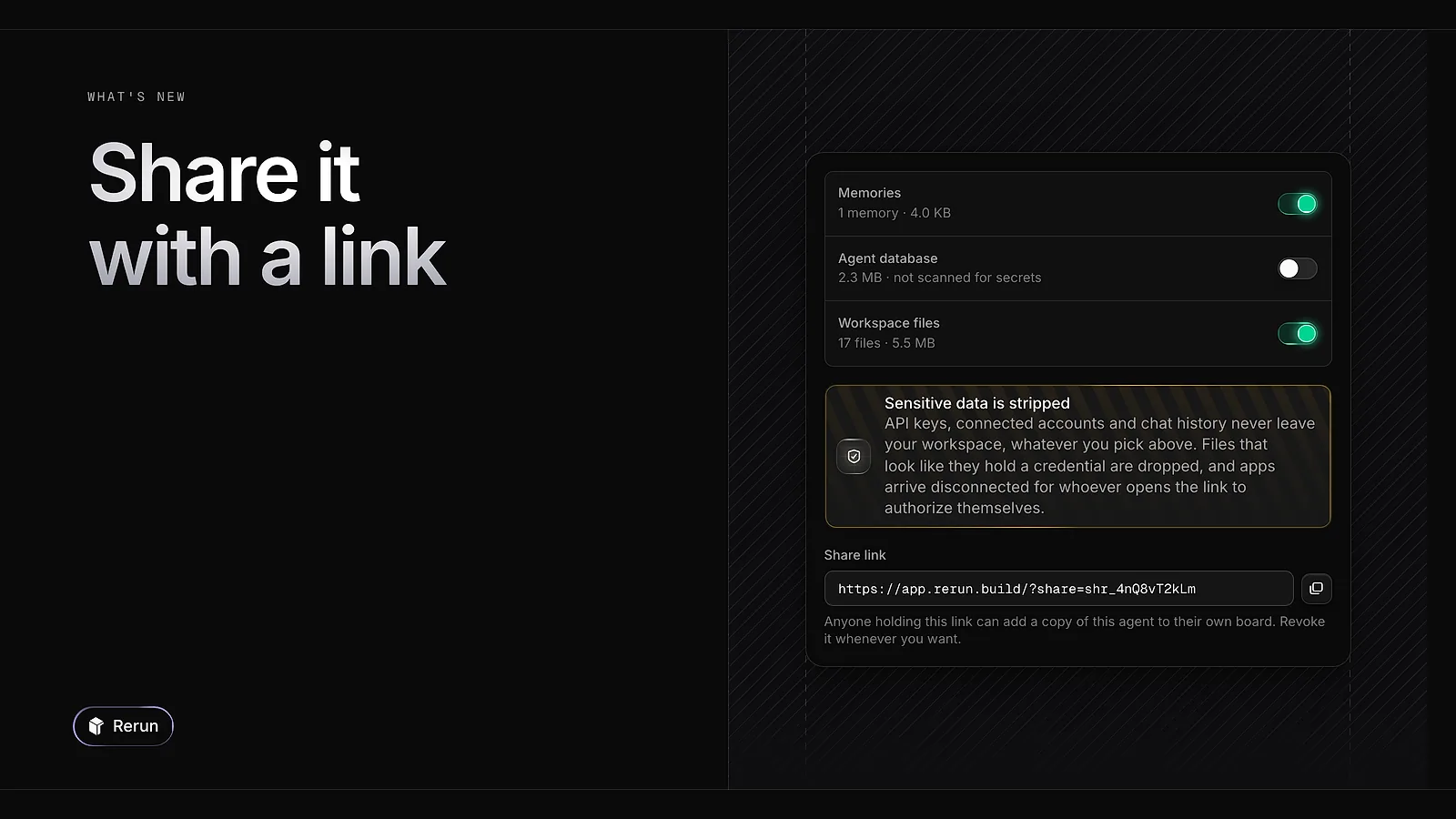 The share options of an agent and its share link