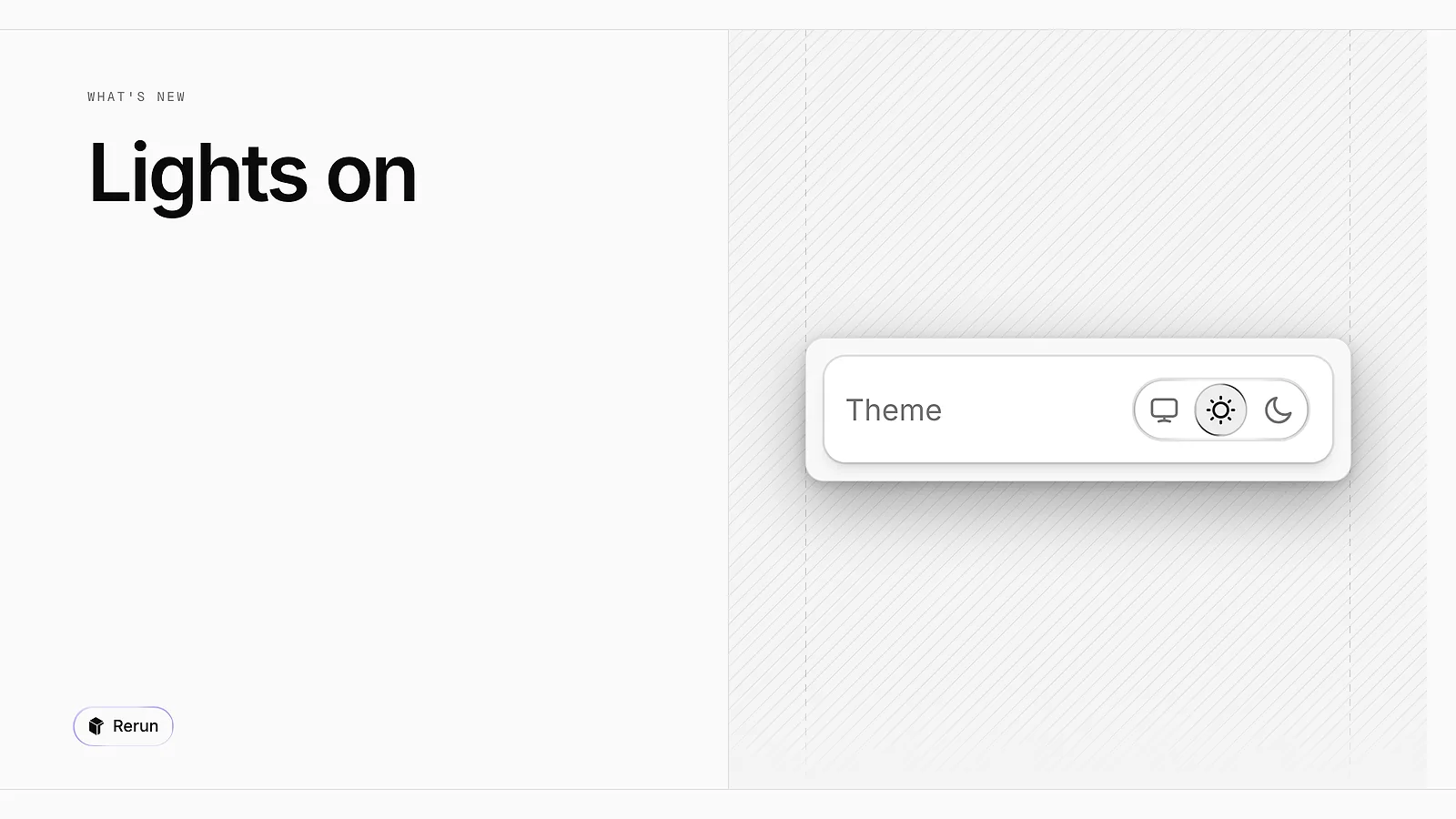 The Theme switch with its system, light and dark options