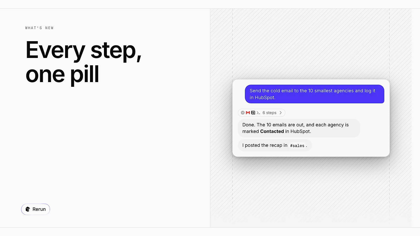 A chat run with its steps folded into a single pill above the answer
