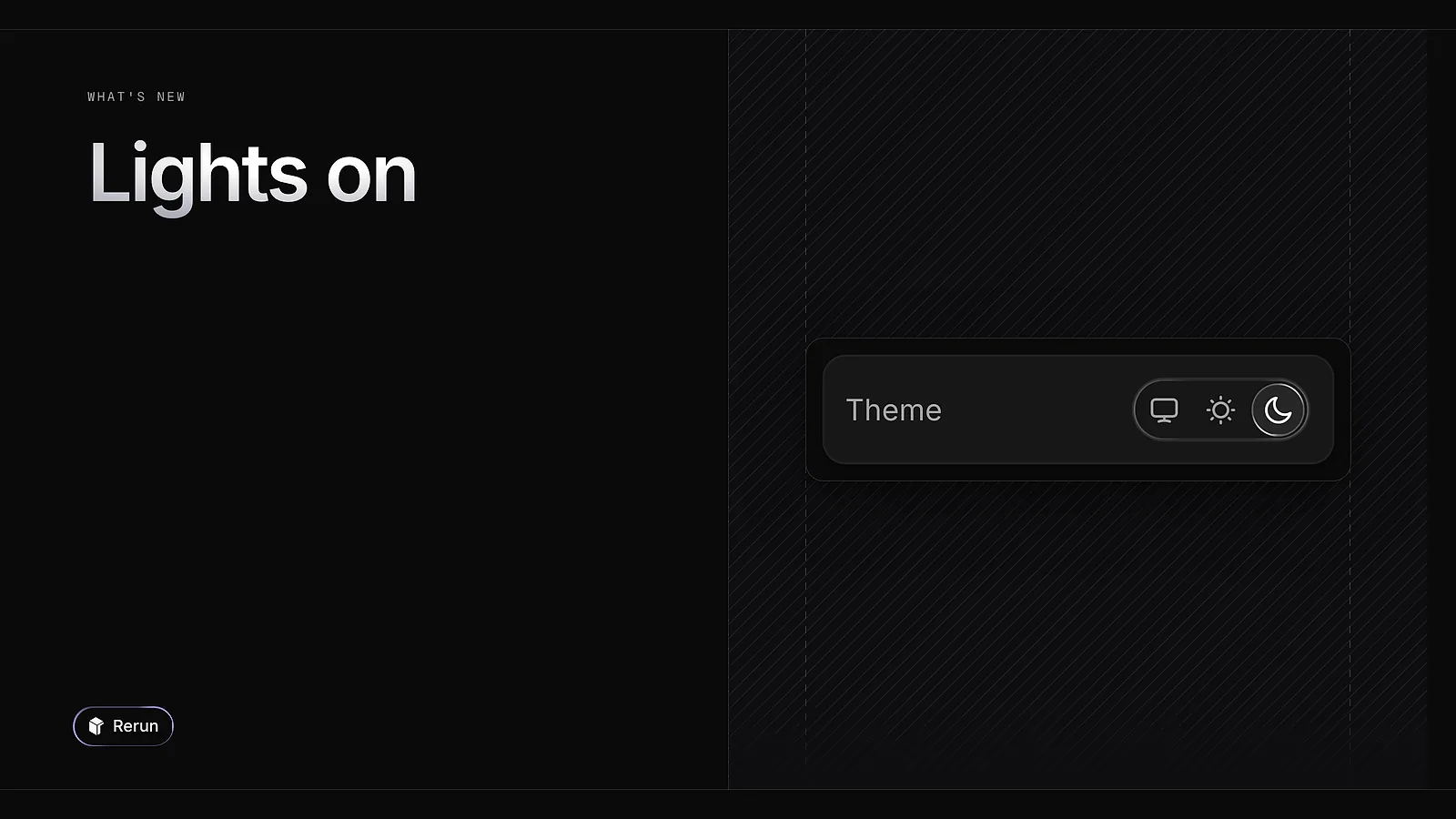 The Theme switch with its system, light and dark options