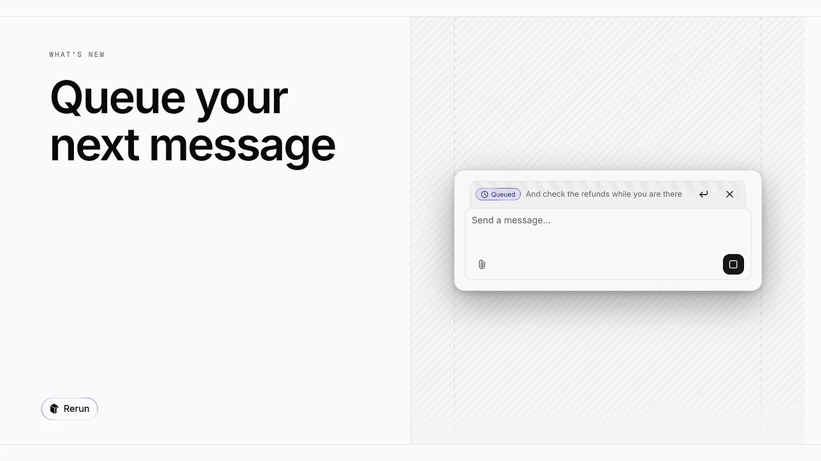 A message waiting in a Queued strip above the composer