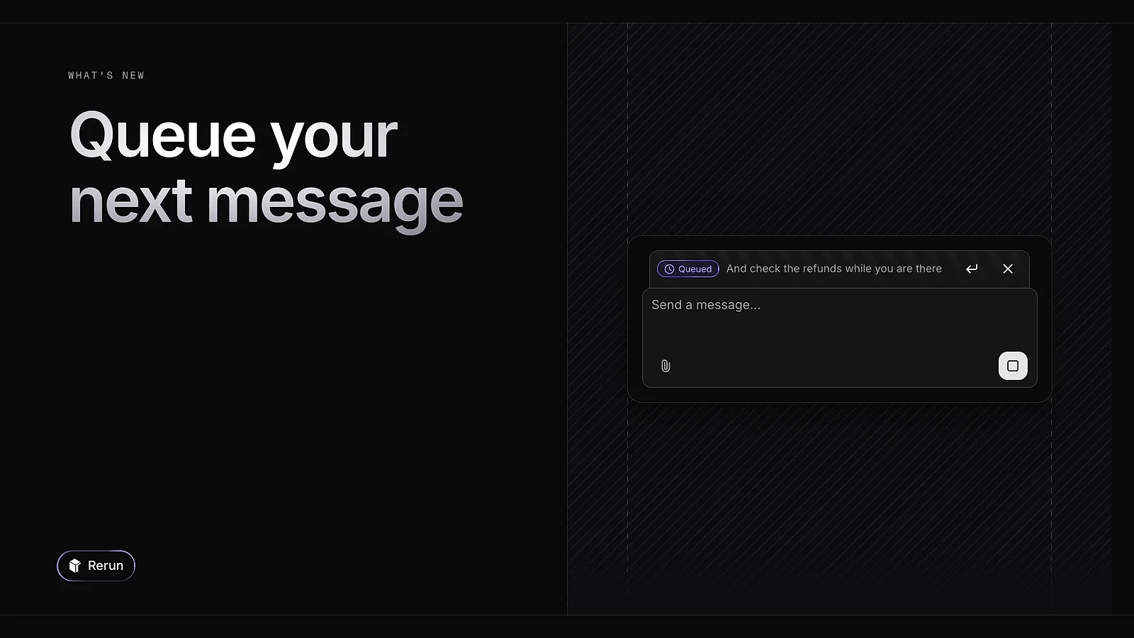 A message waiting in a Queued strip above the composer