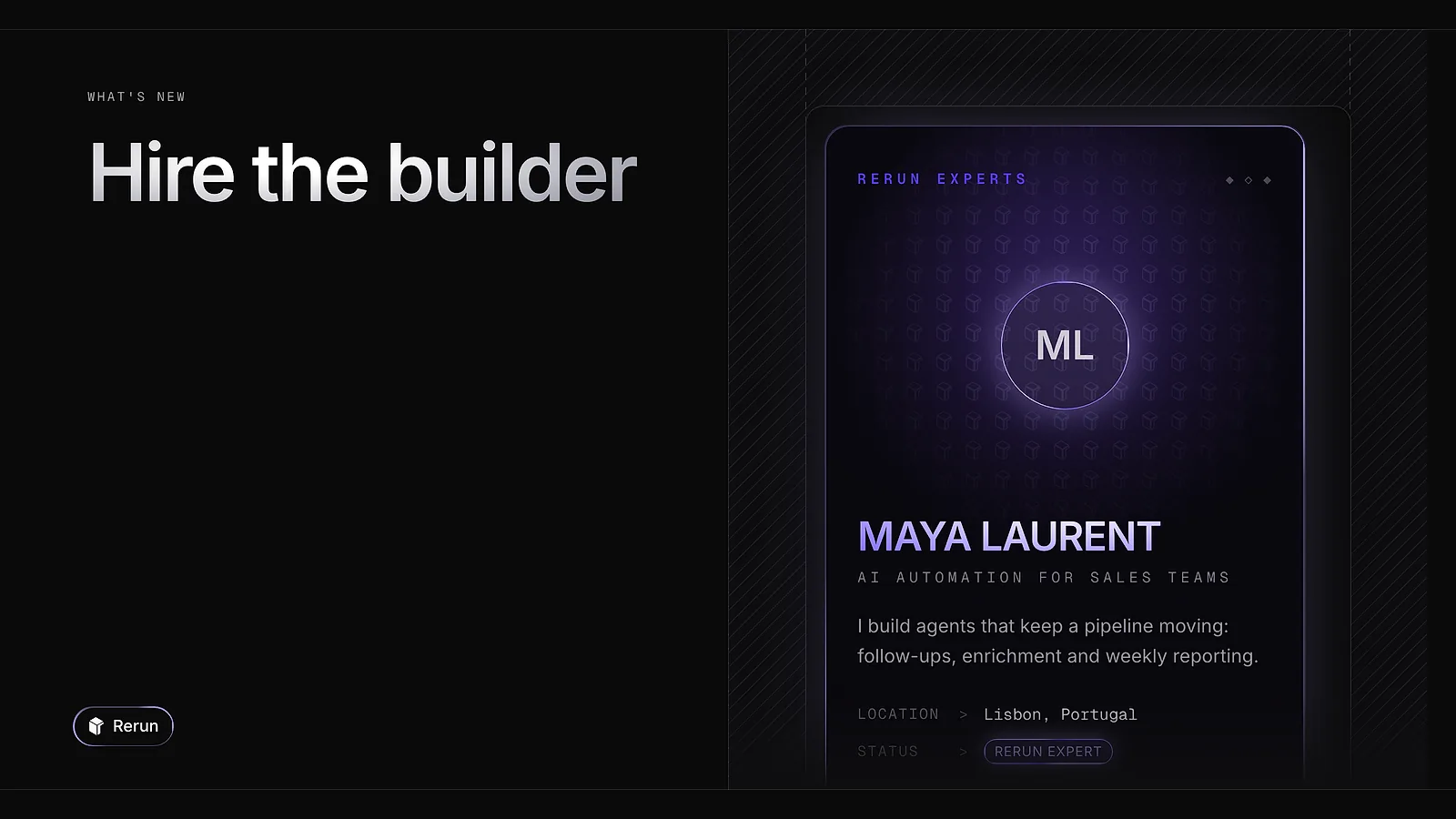 The profile card of a Rerun expert
