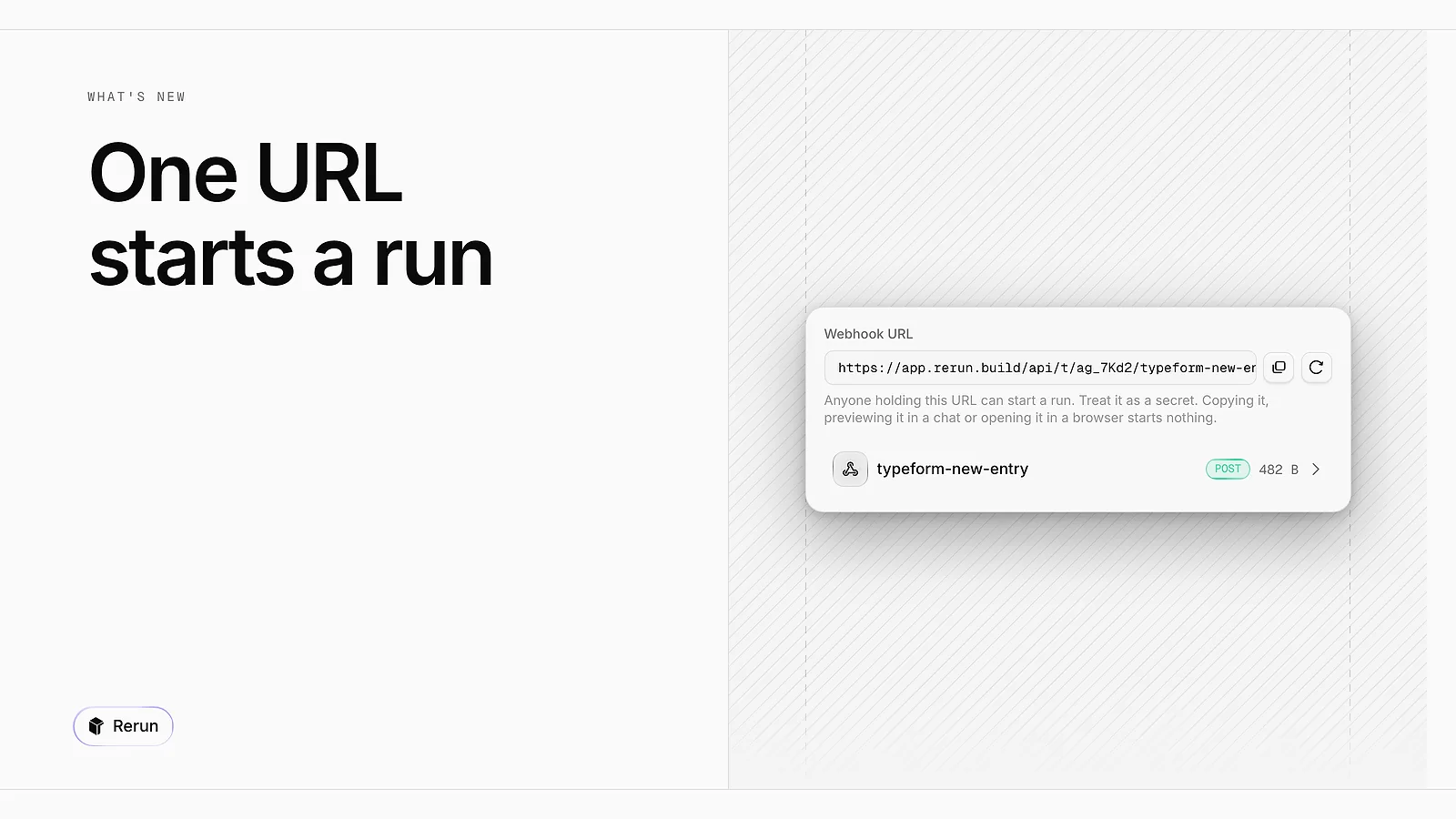 The Webhook URL field of a trigger, with a received call below it